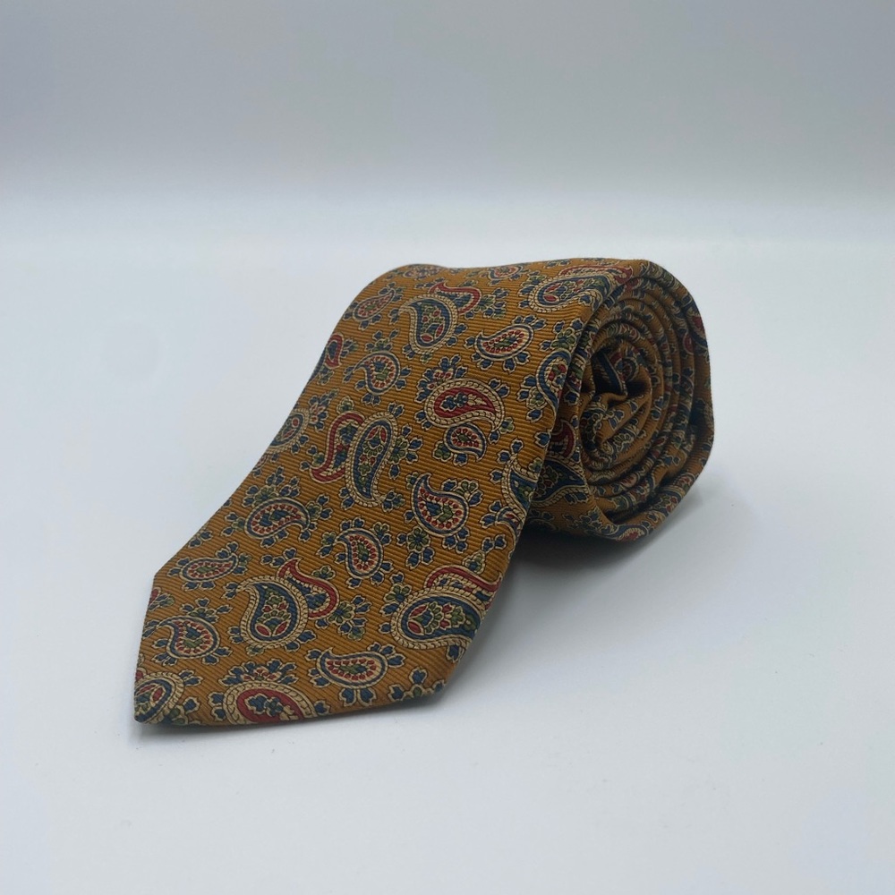 Brooks Brothers Silk Mustard and Red Paisley Tie